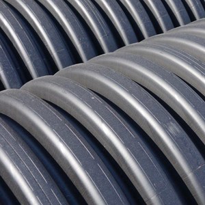Close-up image of corrugated plastic pipes